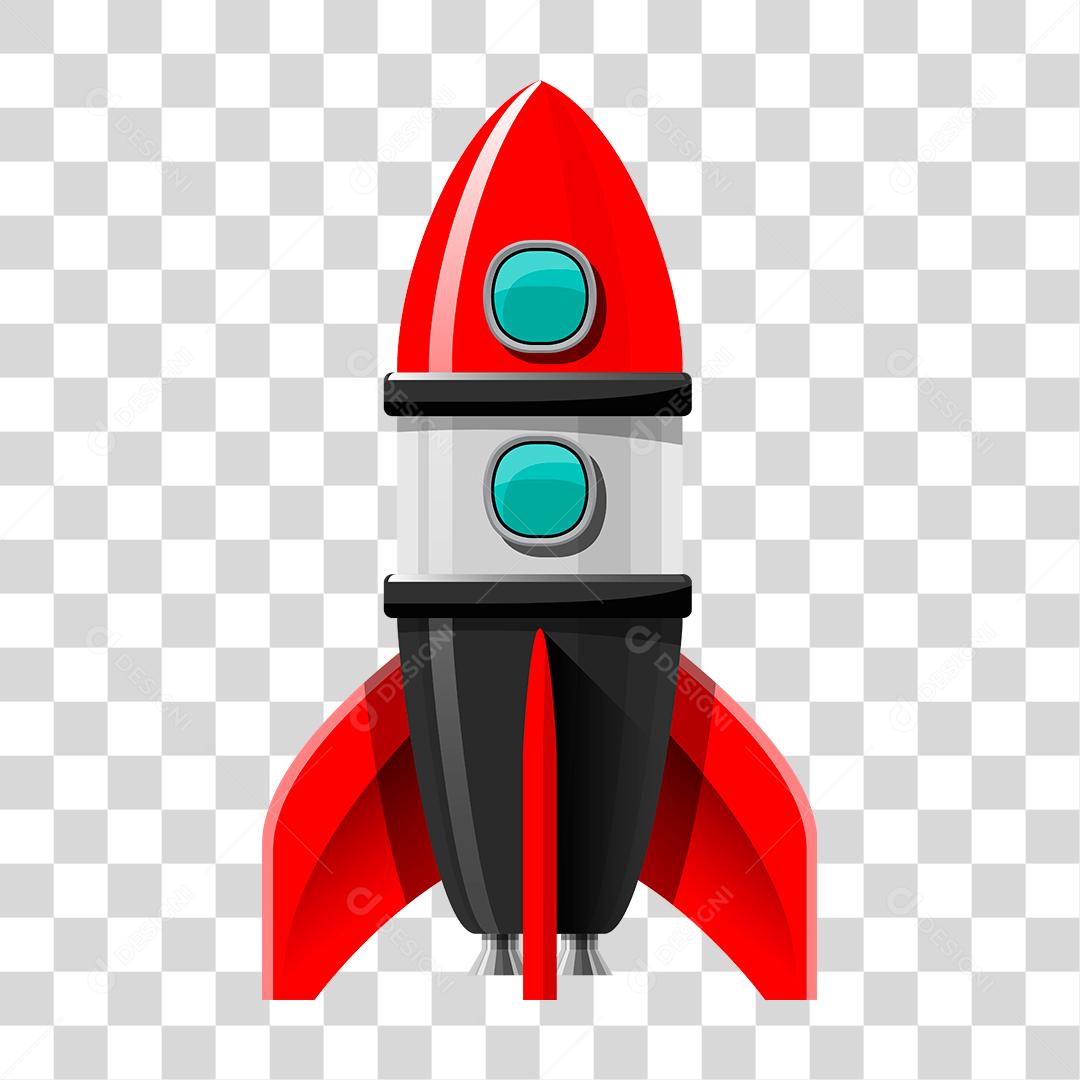 Desenho foguete colorido decolando