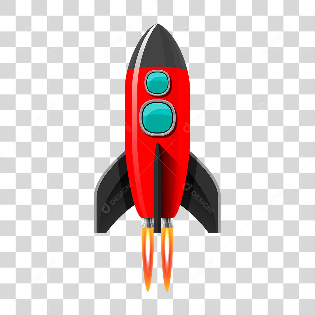 Desenho foguete colorido decolando