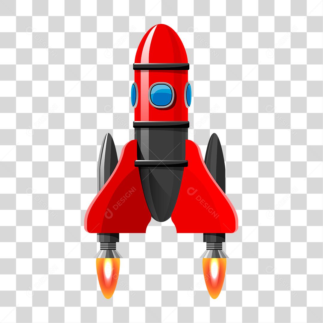 Desenho foguete colorido decolando