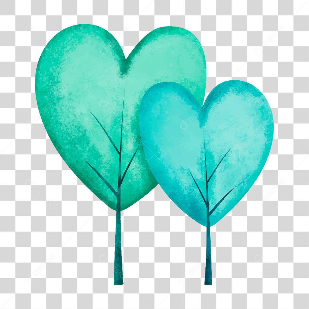 Desenho de arvore formato de coraçao