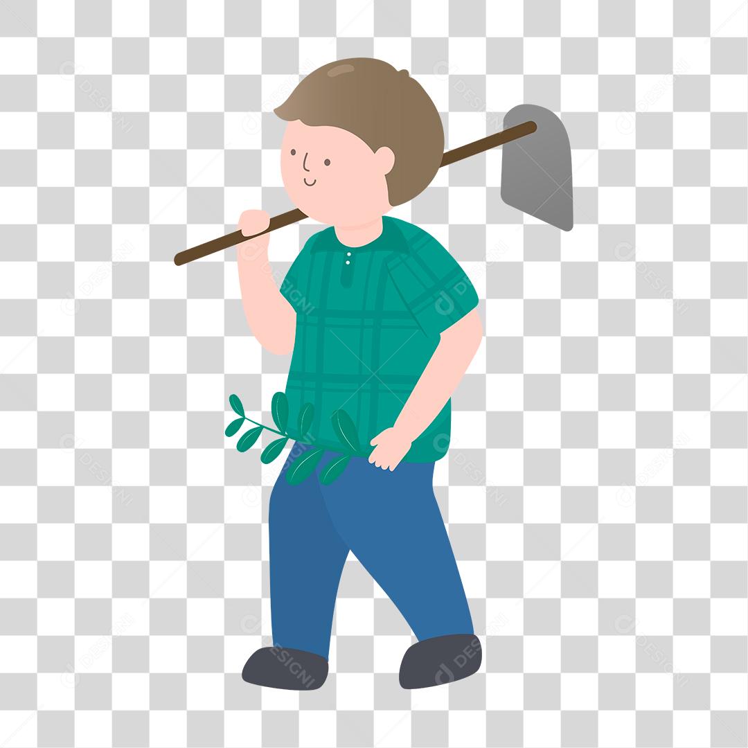 Desenho de Homem plantando plantas