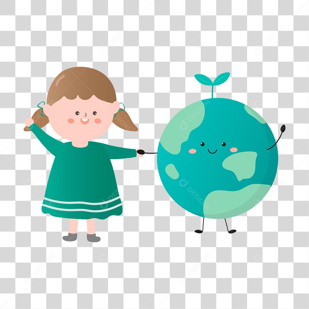 Desenho de menina regando plantas conceito de preservaçao