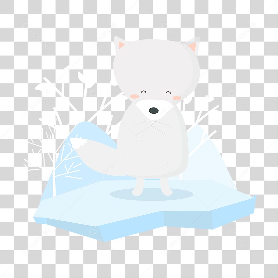 Desenho de urso polar sobre gelo neves