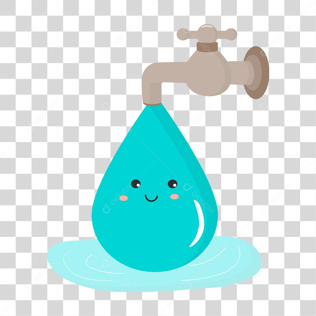 Desenho de torneira pingando gotas de agua