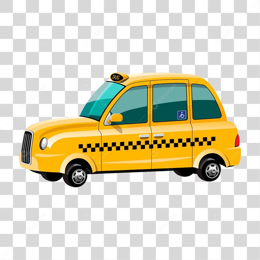Desenho de taxista levando clientes aos locais