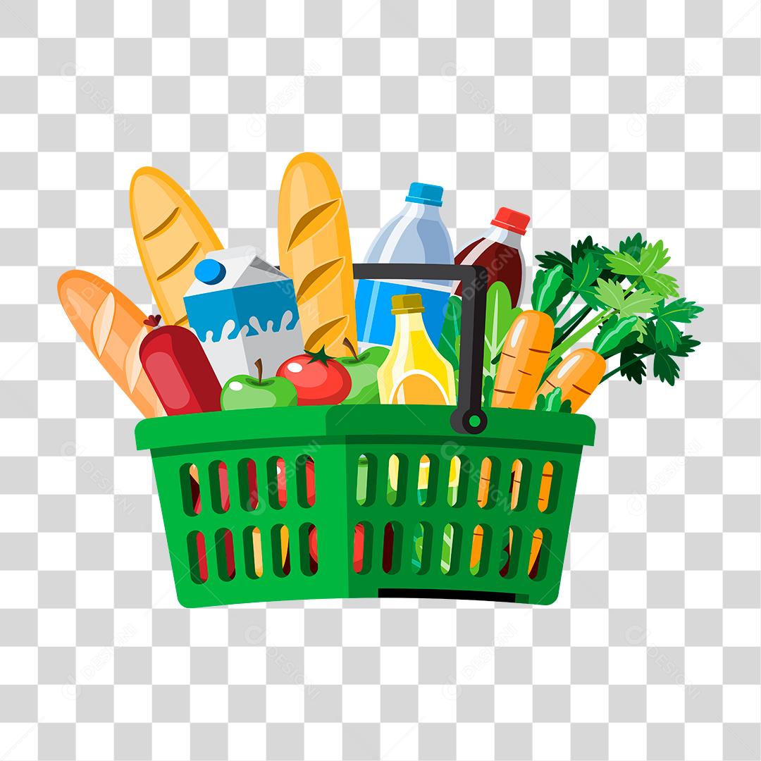 Desenho de compras sobre uma sexta mercado