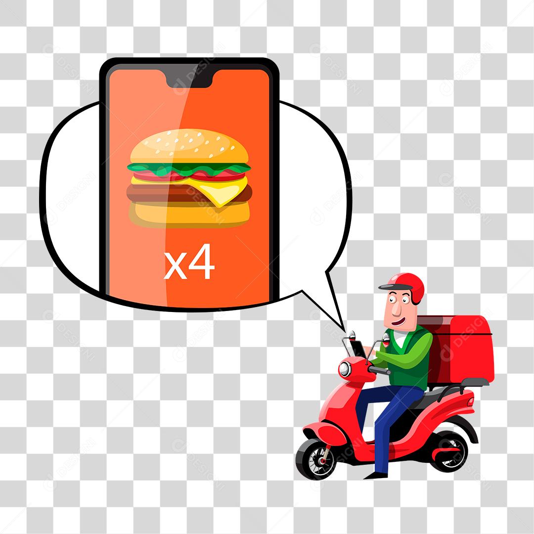 desenho de um motoboy recebendo pedidos de entregas