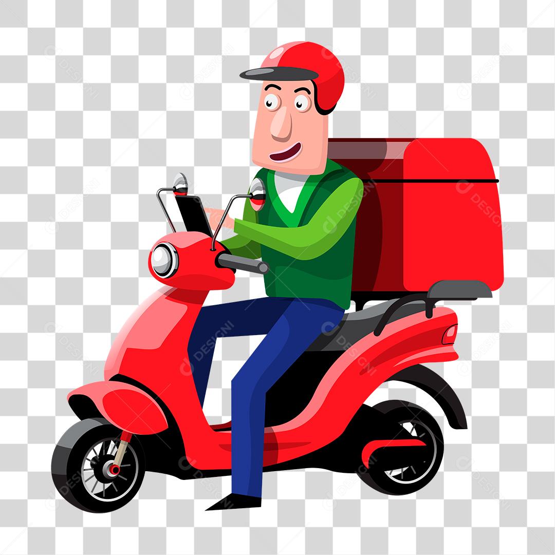 desenho de um homem pilotando uma lambreta de entregas