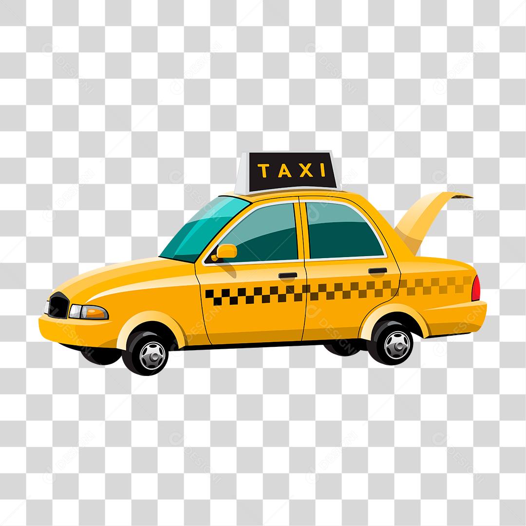 desenho de um taxi com o porta malas aberto