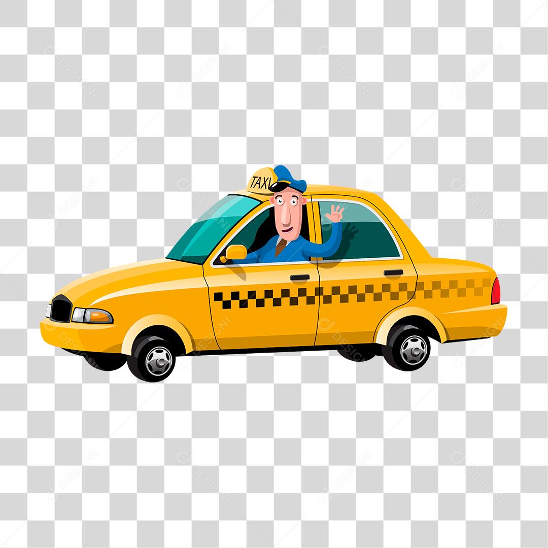 desenho de um taxi com um motorista