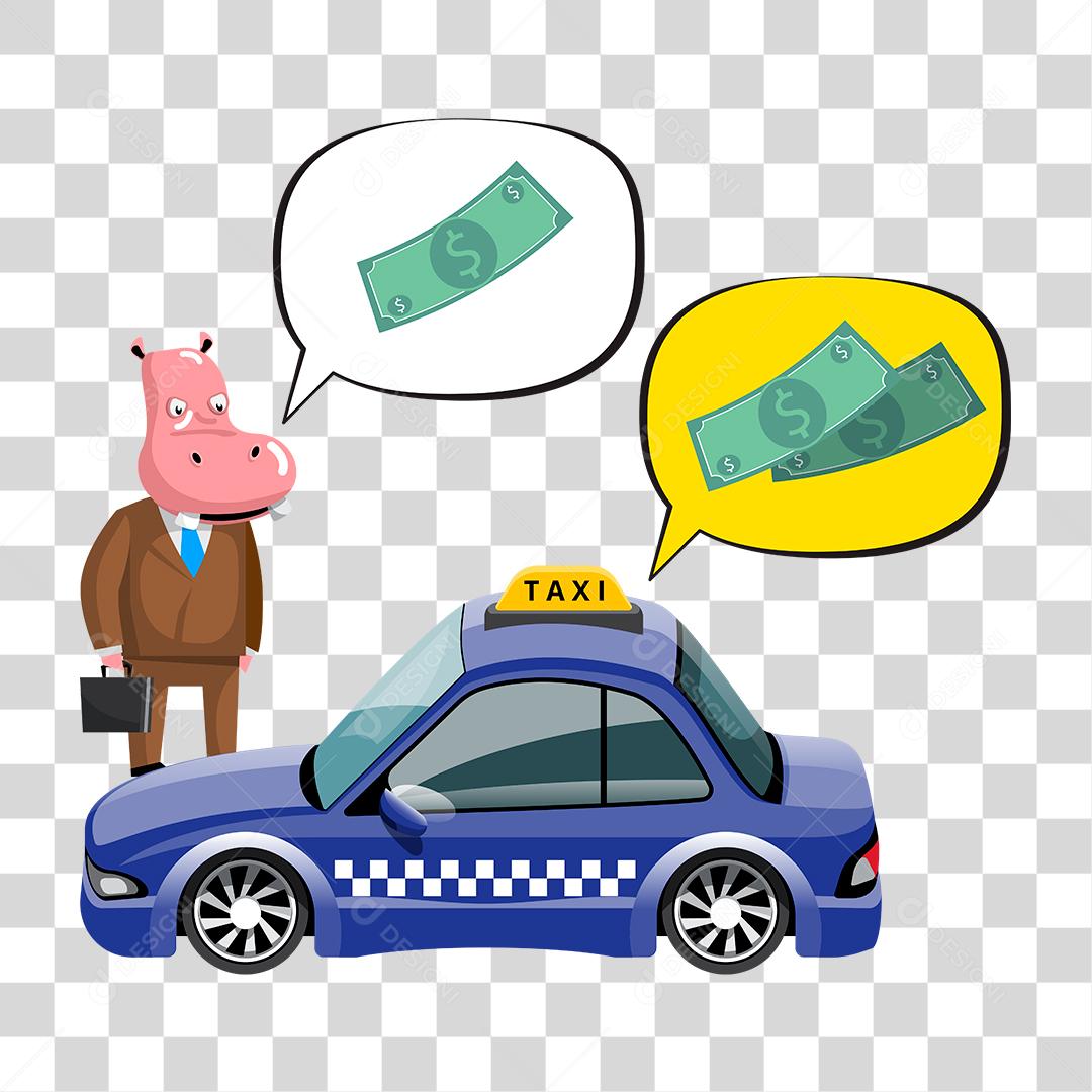 Drawing of a businessman ordering a taxi and seeing that the money he has is not enough
