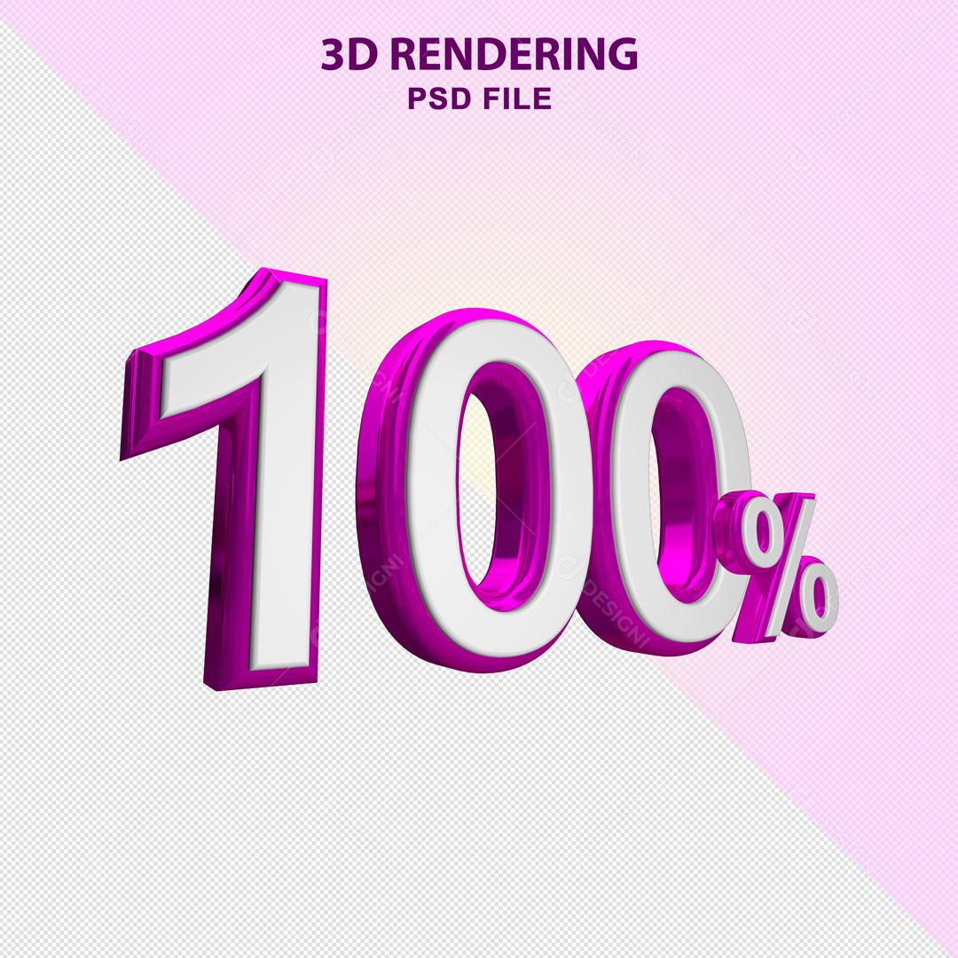 Número 3D 100% Branco com Textura Roxa Elemento Para Composição PSD