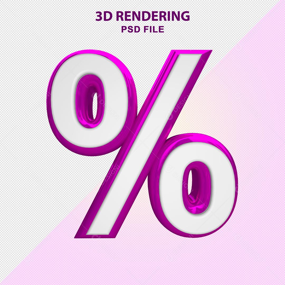 Porcentagem Branco com Textura Roxa 3D Para Composição PSD