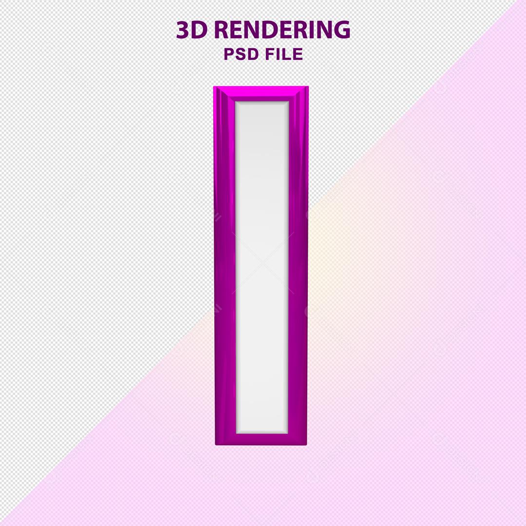 Letter I 3D White with Purple Texture Element For Composition PSD