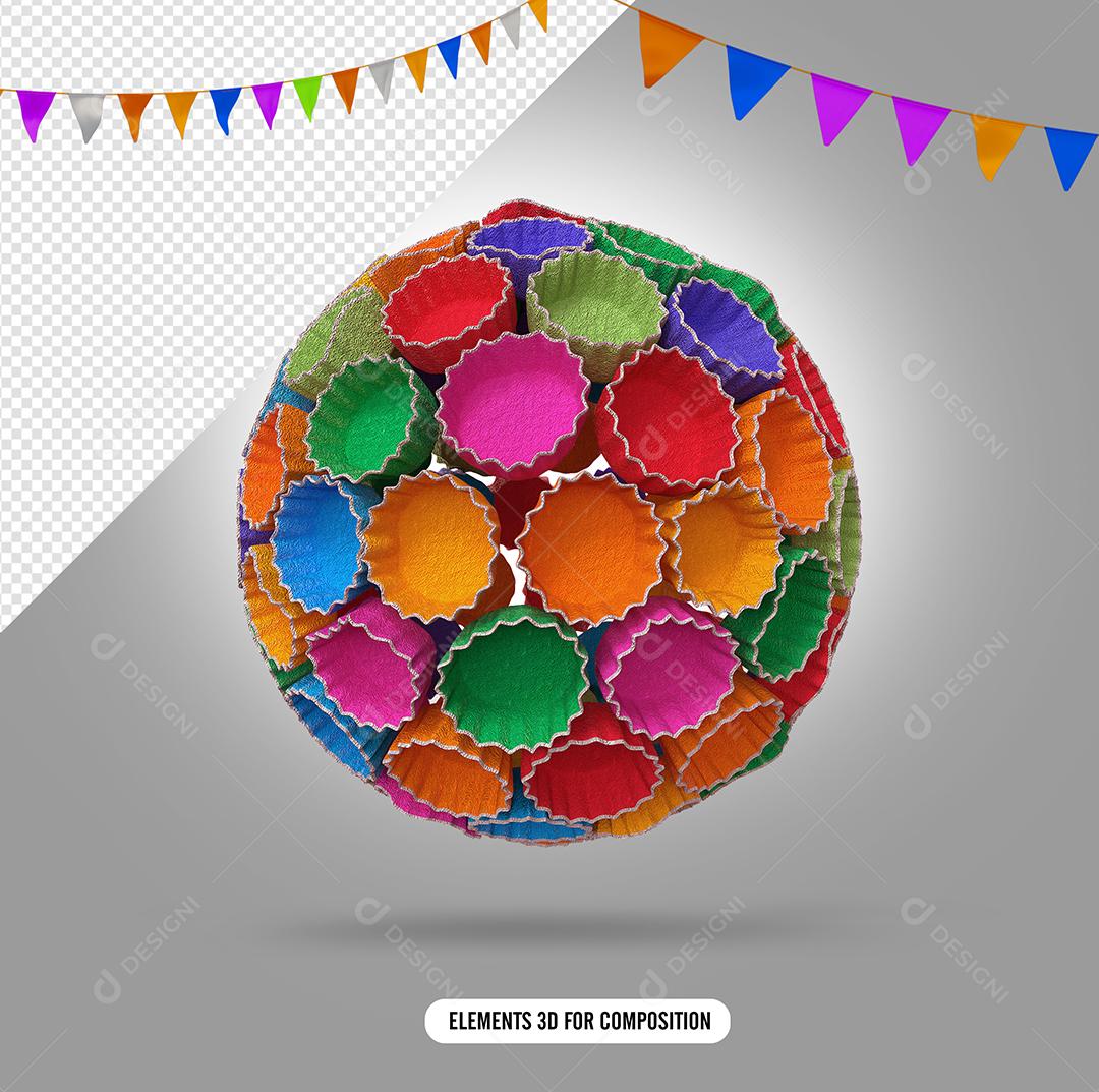 Tampas de Garrafas Decorativo de São João Elemento 3D para Composição PSD