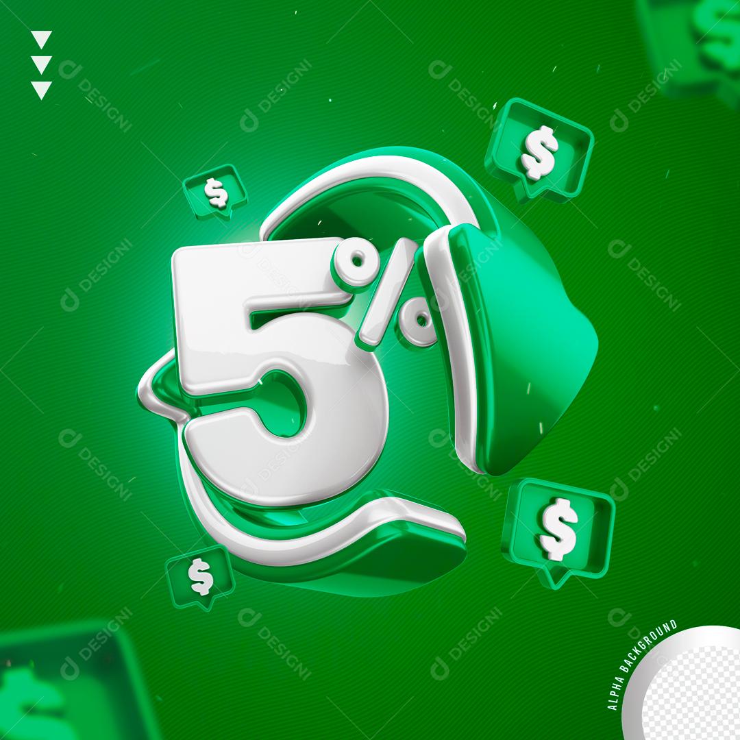 Selo 3D Para Composição 5% De Descontos PNG Transparente