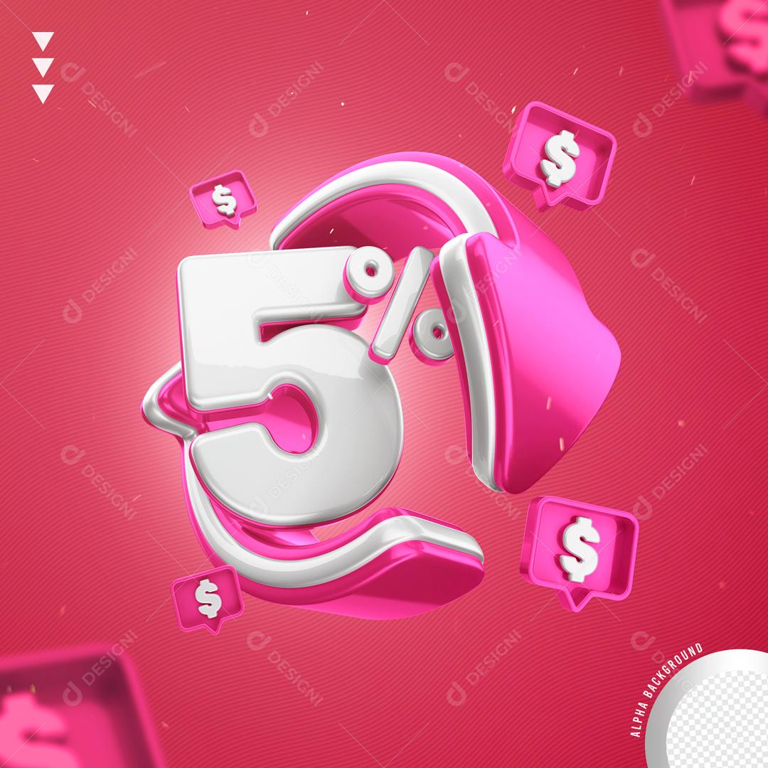 Selo 3D Para Composição 5% De Descontos PNG Transparente
