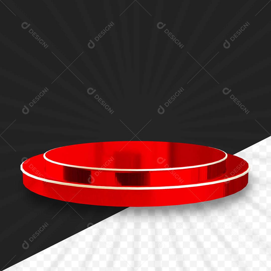 Podium 3D Vermelho Elemento Para Composição PSD
