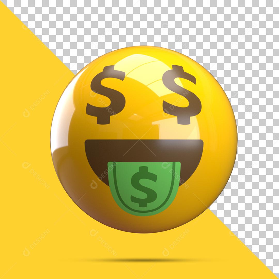 Emoji 3D Reação Dinheiro com Língua de Dinheiro Elemento Para Composição PSD