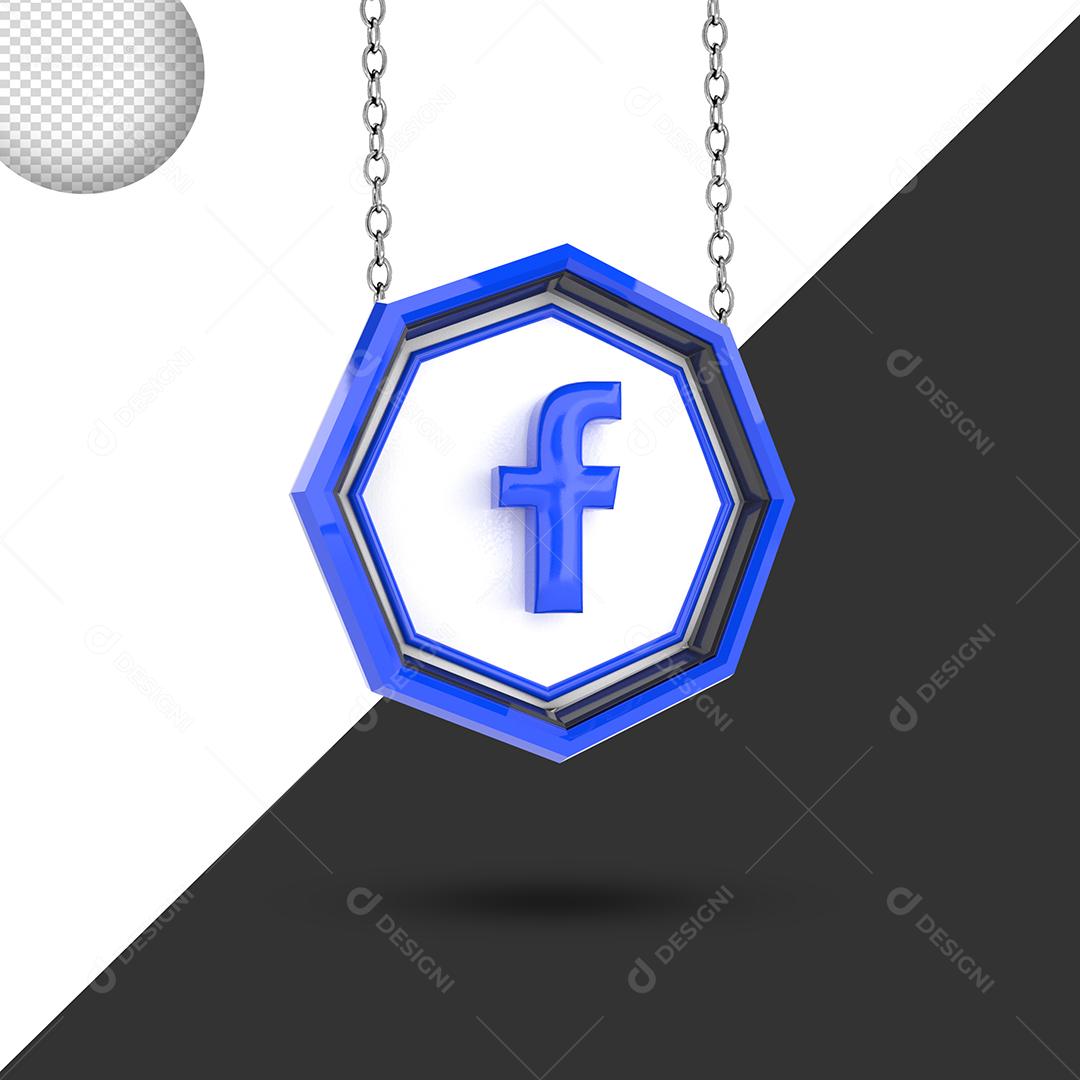 Colar do Facebook 3D Elemento para composição PSD