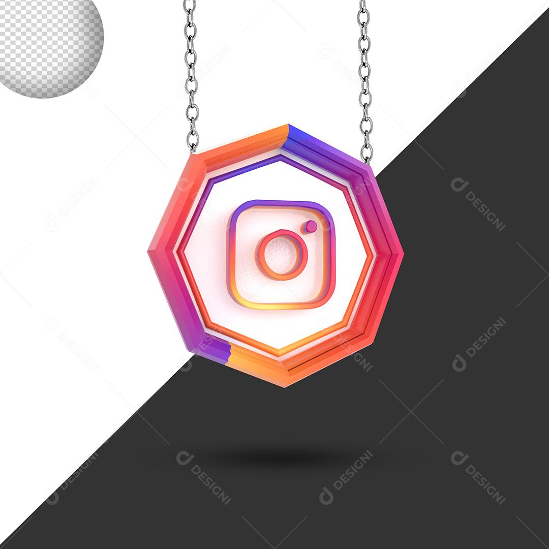 Colar do Instagram 3D Elemento para composição PSD