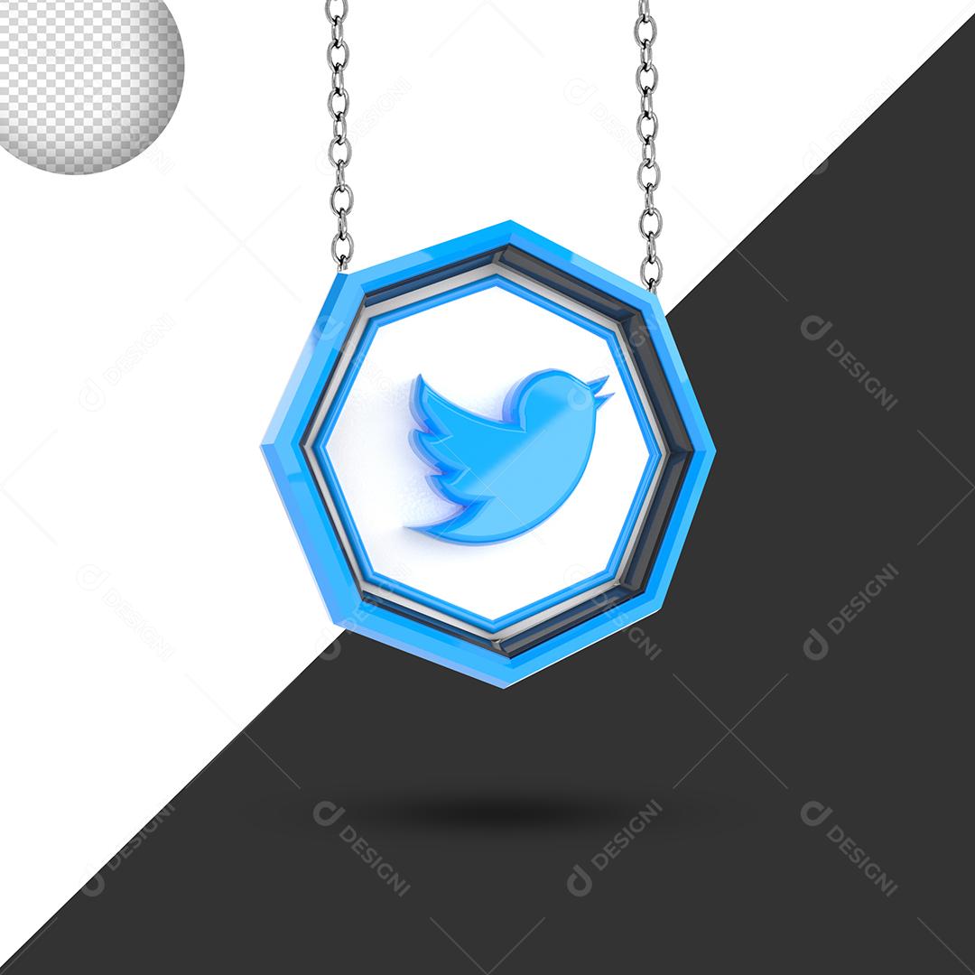 Colar do Twitter 3D Elemento para composição PSD