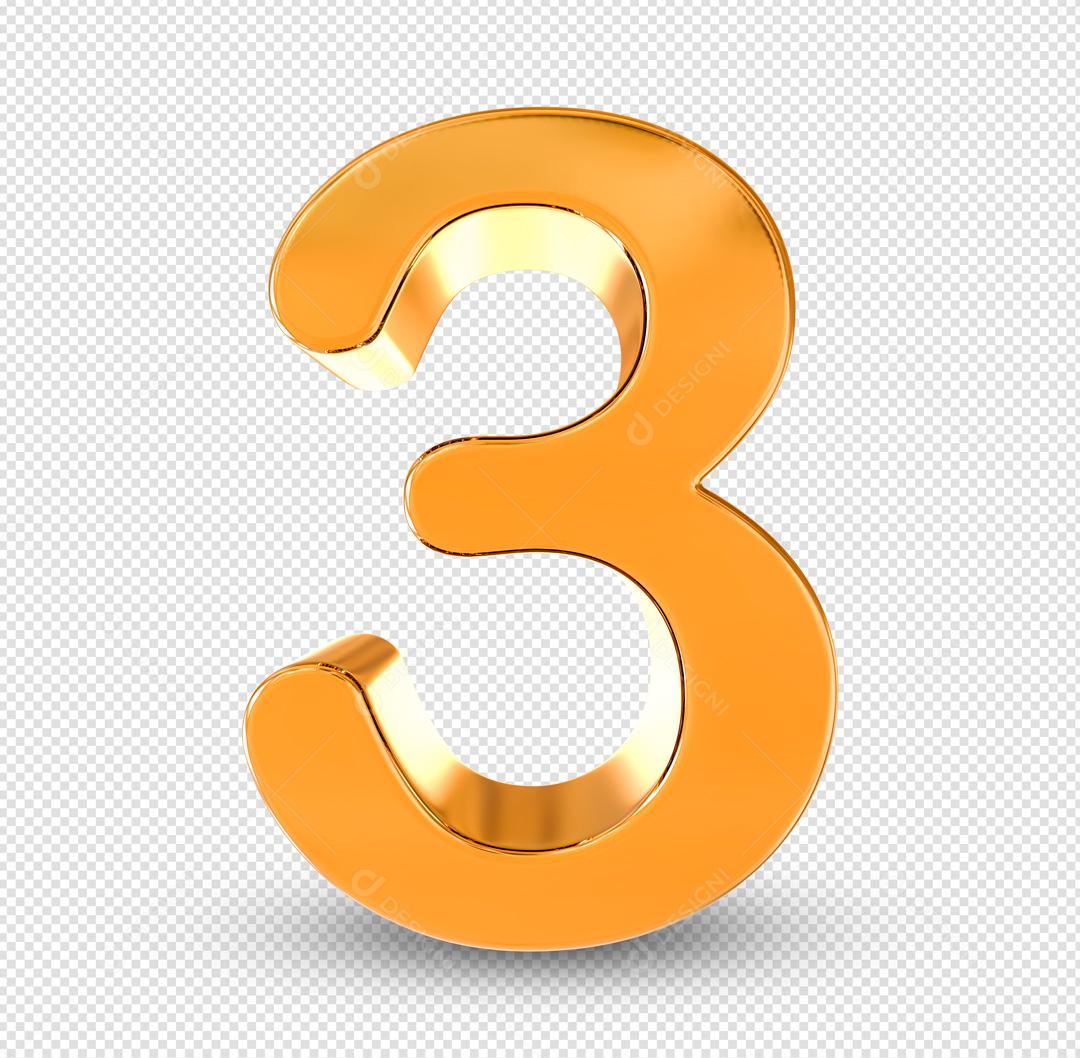 Número 3D Para Composição Dourado PSD