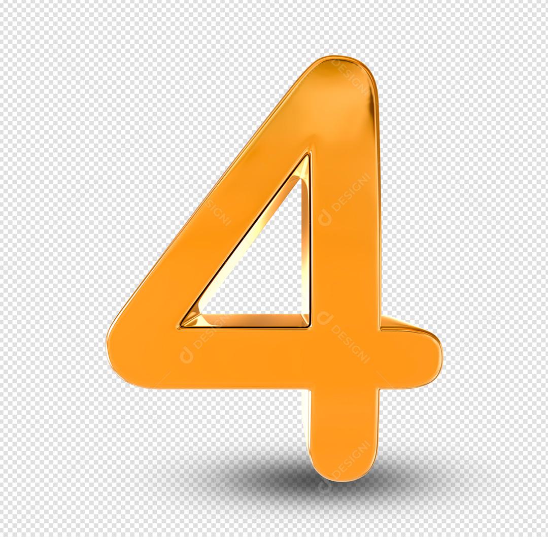 Número 3D Para Composição Dourado PSD
