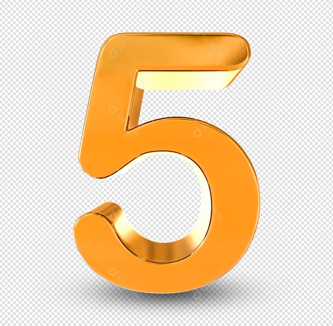 Número 3D Para Composição Dourado PSD