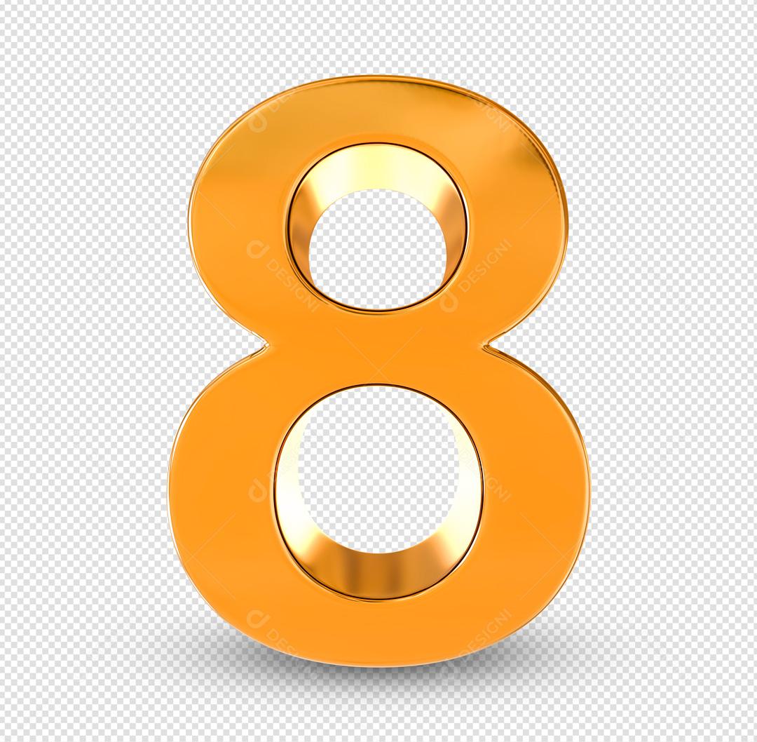 Número 3D Para Composição Dourado PSD