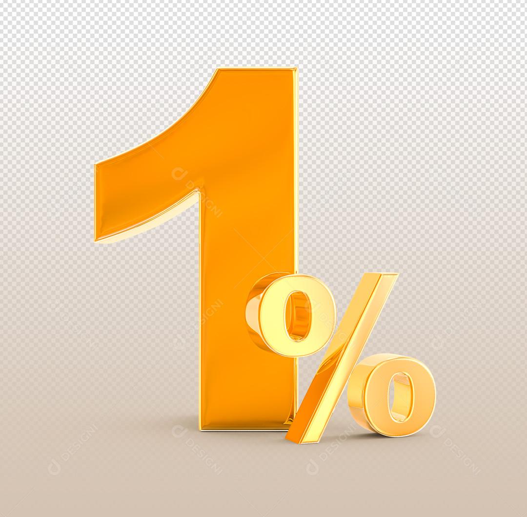 Número 3D Descontos Para Composição Dourado PSD