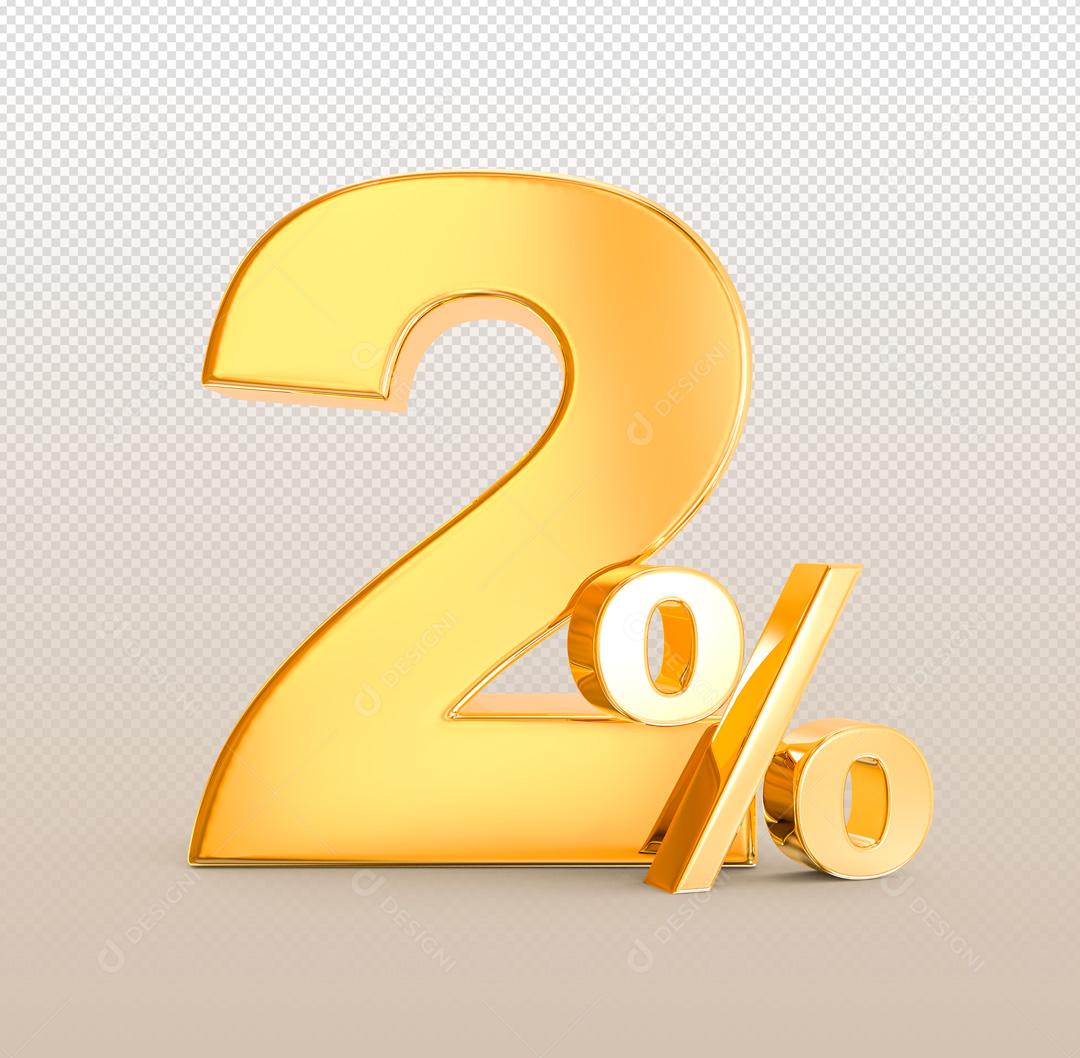 Número 3D Descontos Para Composição Dourado PSD