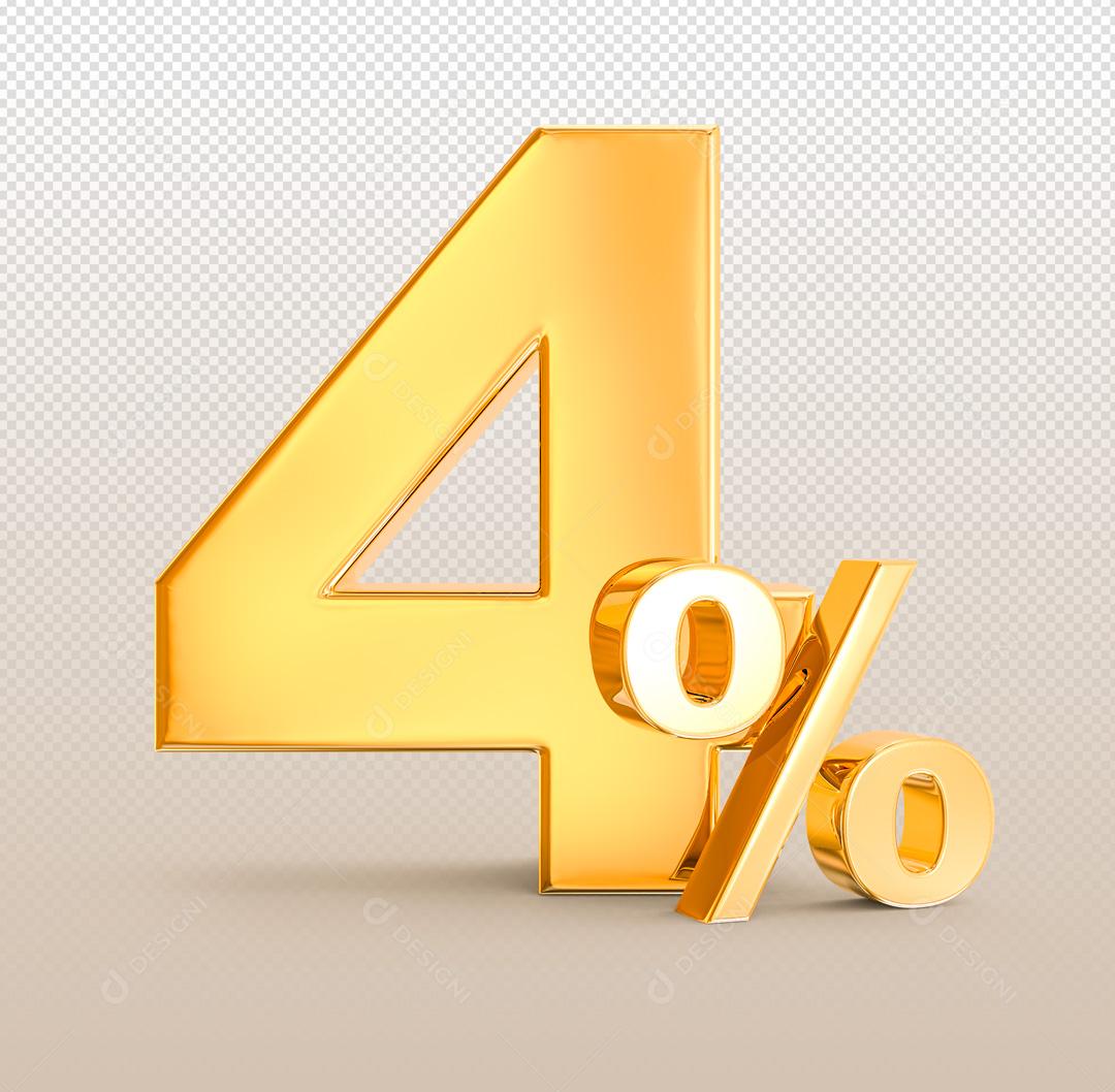 Número 3D Descontos Para Composição Dourado PSD