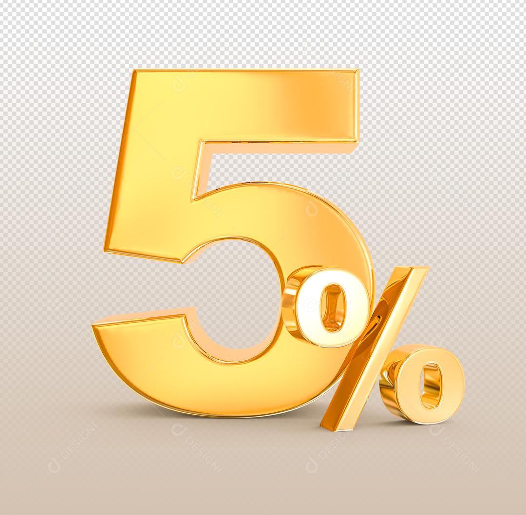Número 3D Descontos Para Composição Dourado PSD