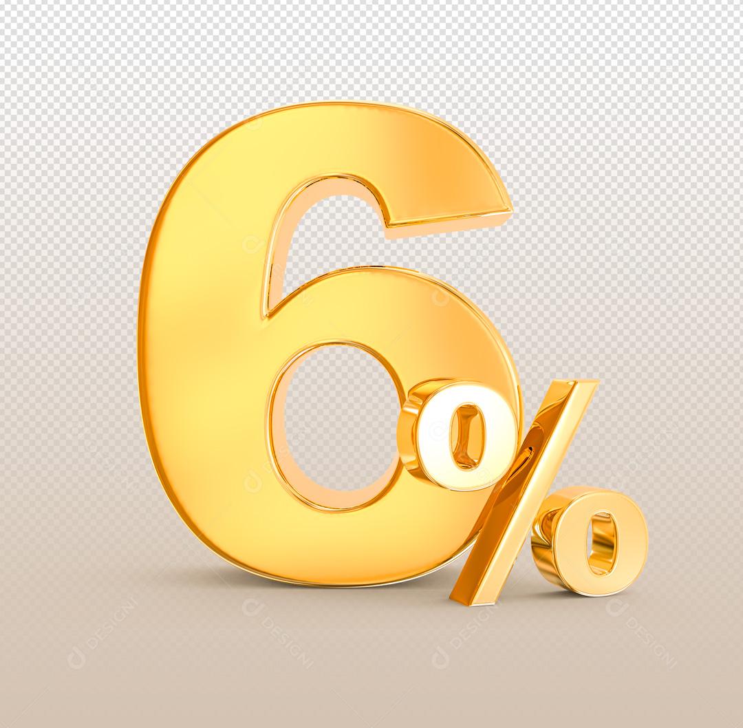 Número 3D Descontos Para Composição Dourado PSD