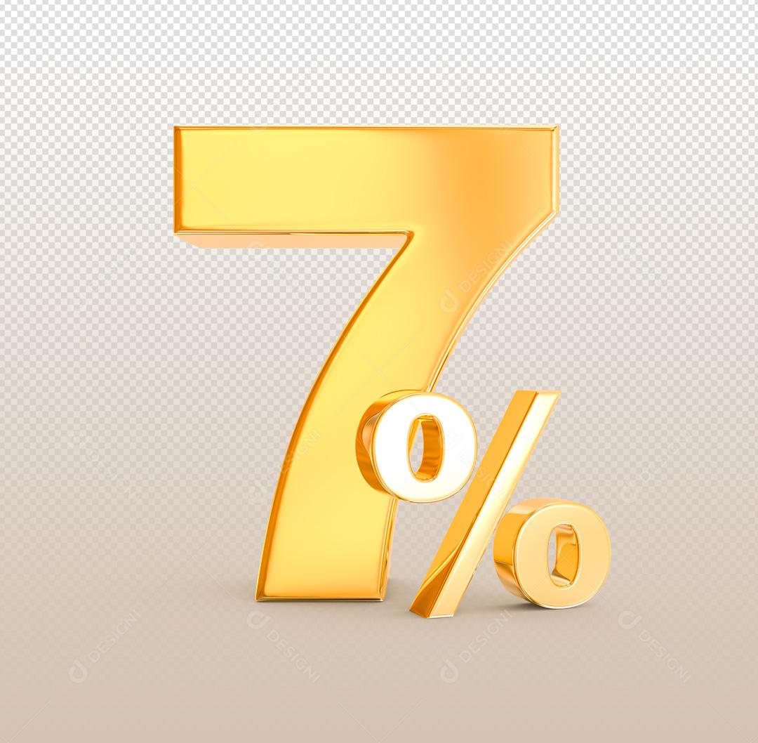 Número 3D Descontos Para Composição Dourado PSD