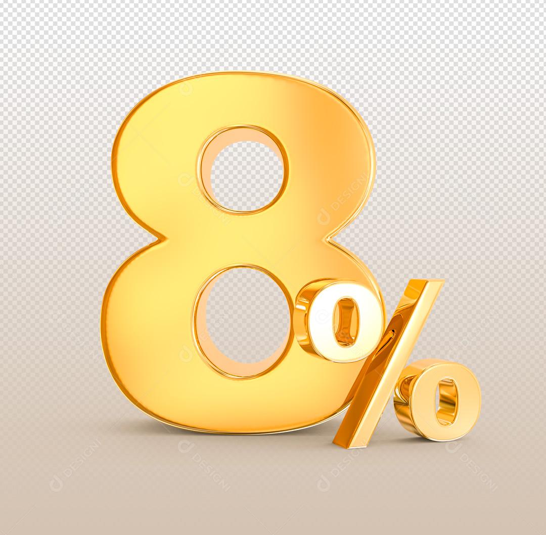 Número 3D Descontos Para Composição Dourado PSD