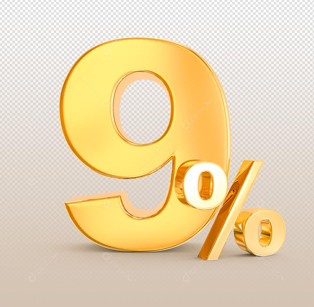 Número 3D Descontos Para Composição Dourado PSD