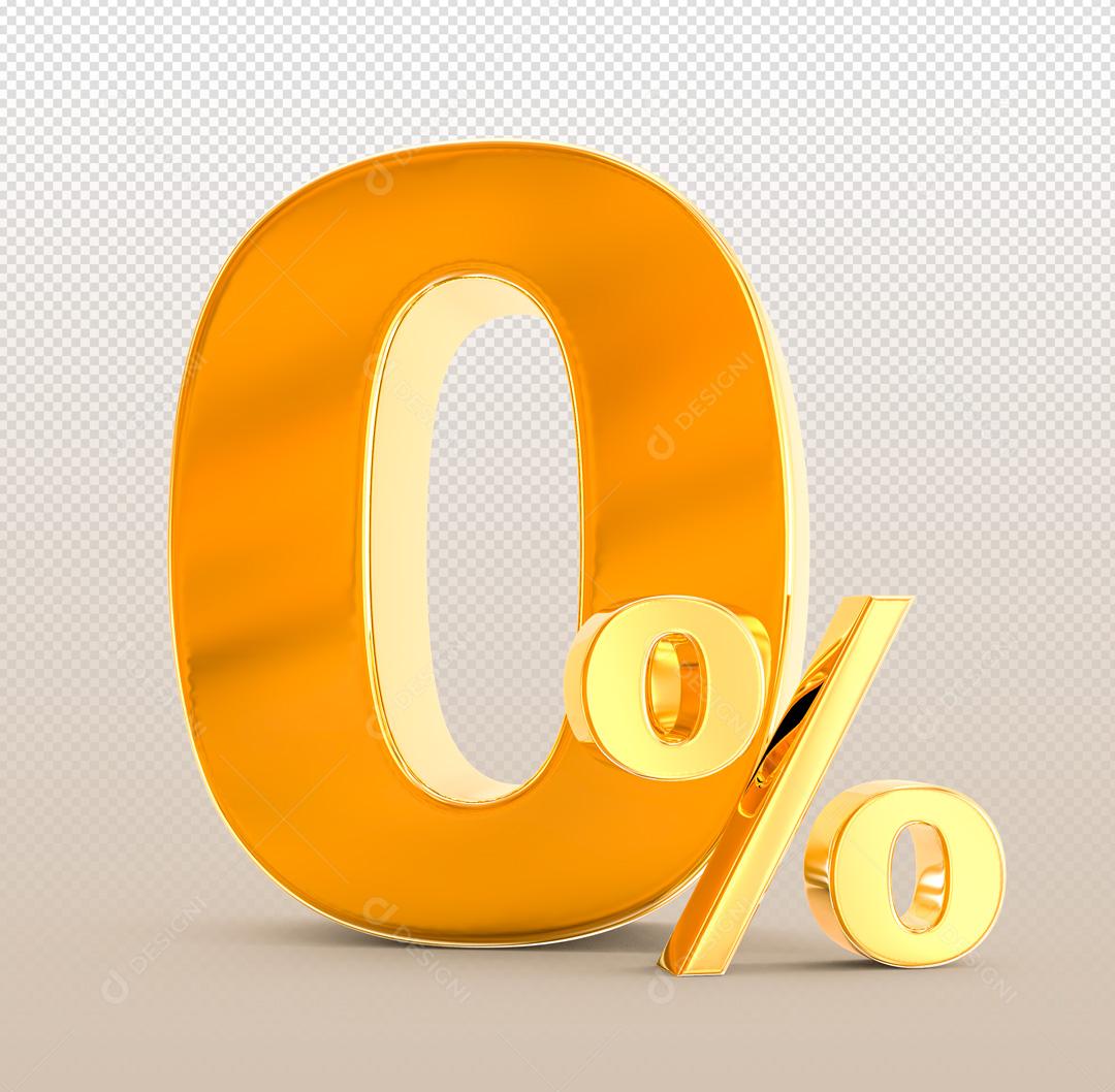 Número 3D Descontos Para Composição Dourado PSD