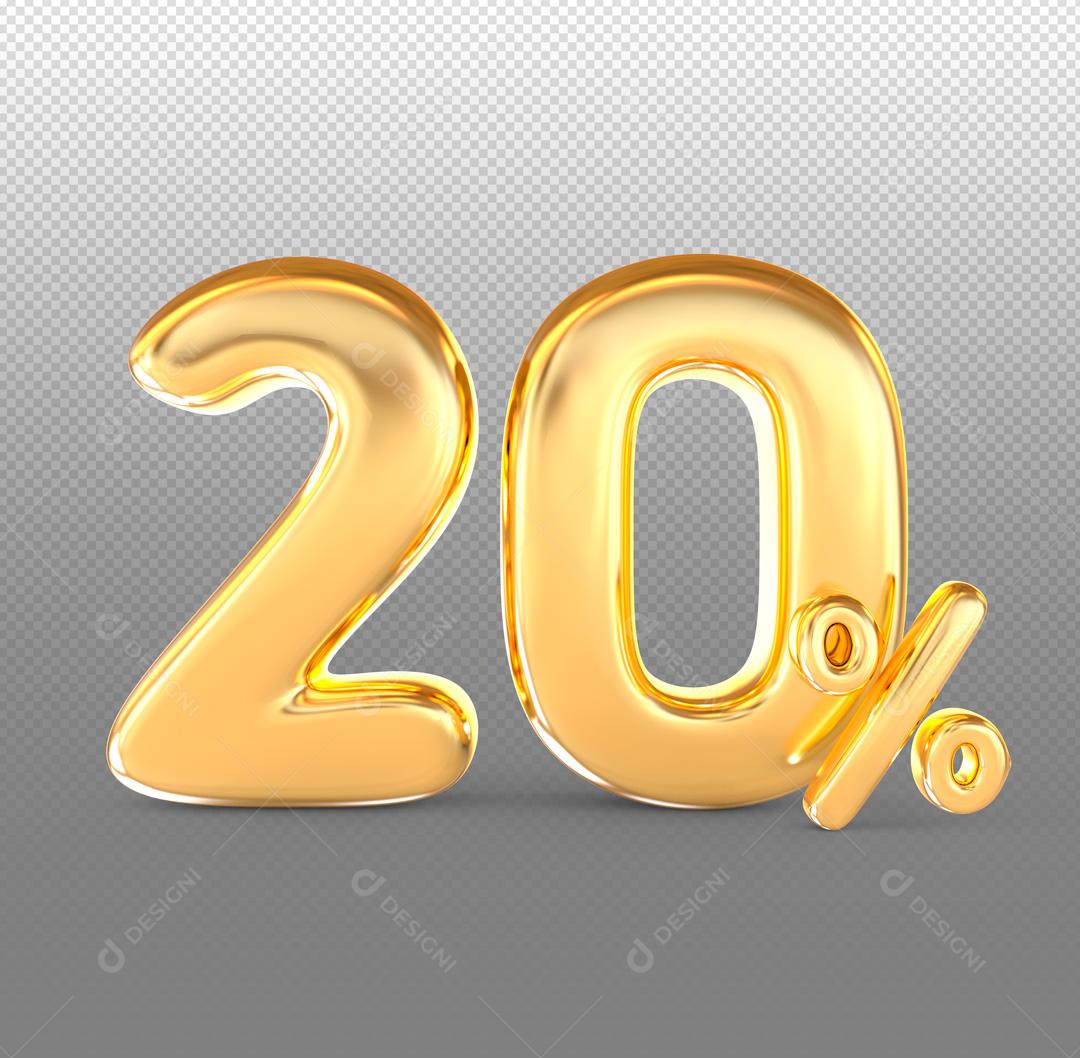 Número 3D Descontos Para Composição Dourado PSD
