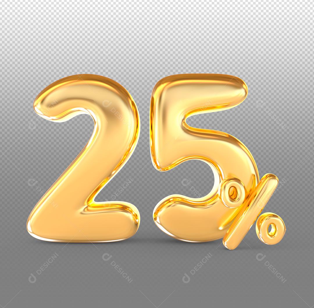Número 3D Descontos Para Composição Dourado PSD