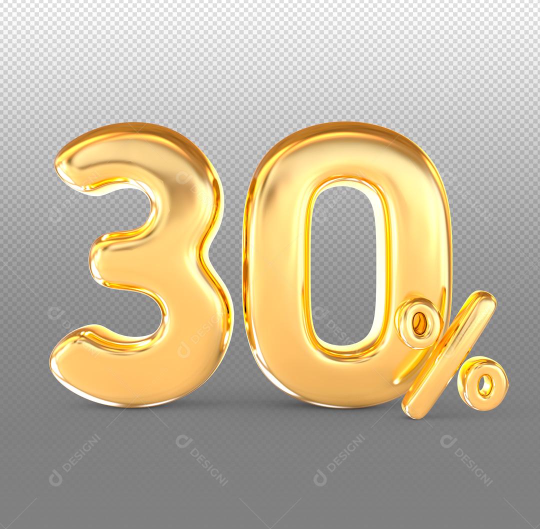 Número 3D Descontos Para Composição Dourado PSD