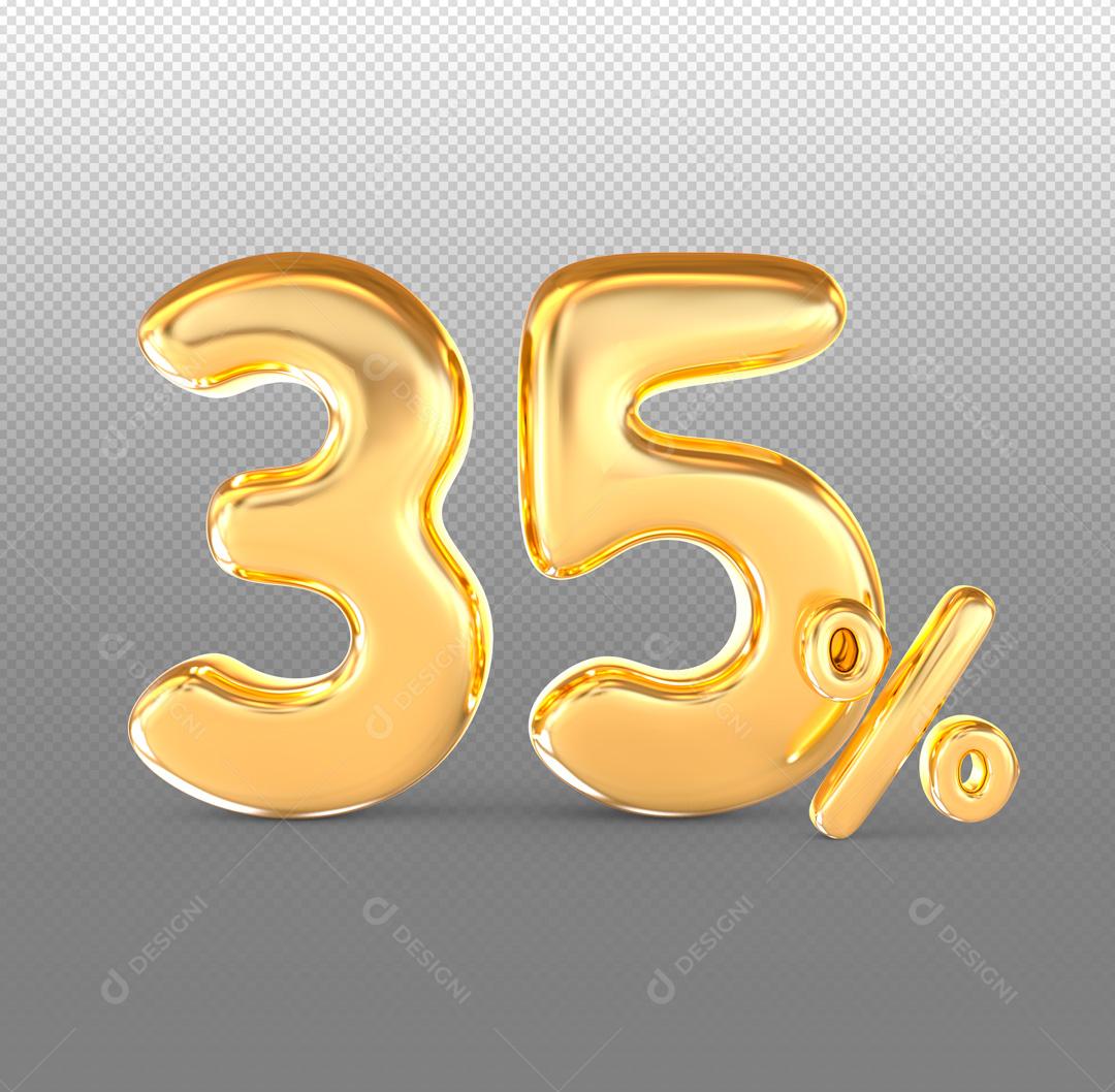 Número 3D Descontos Para Composição Dourado PSD