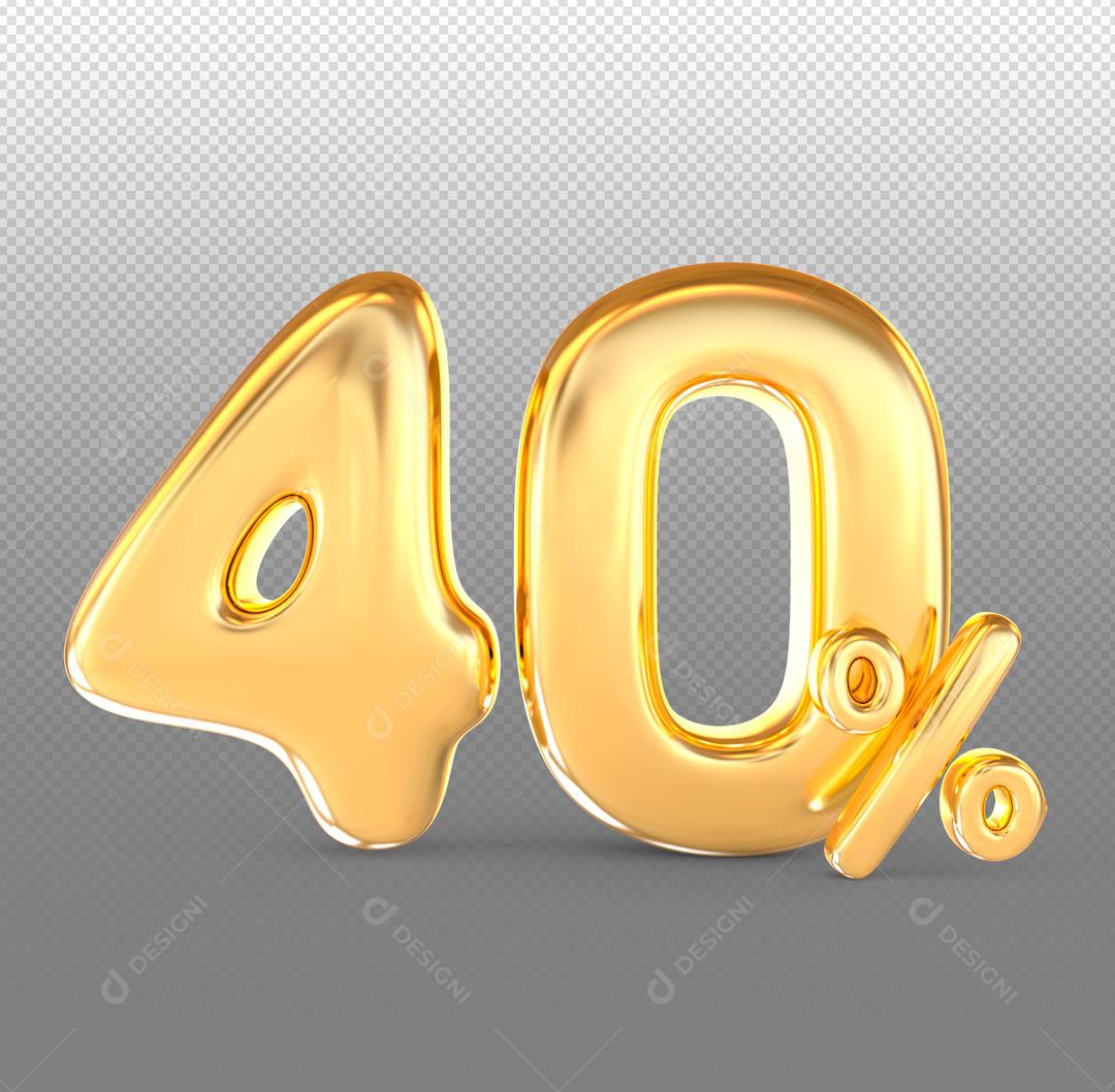 Número 3D Descontos Para Composição Dourado PSD