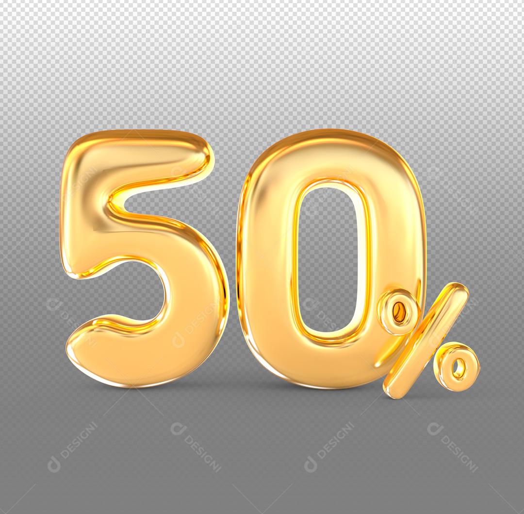 Número 3D Descontos Para Composição Dourado PSD