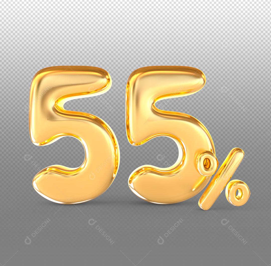 Número 3D Descontos Para Composição Dourado PSD