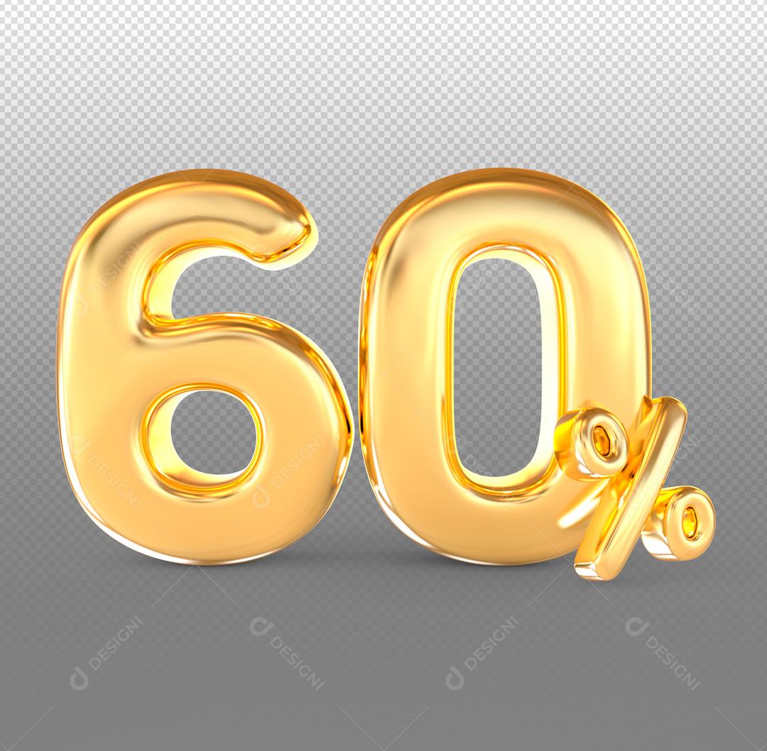 Número 3D Descontos Para Composição Dourado PSD