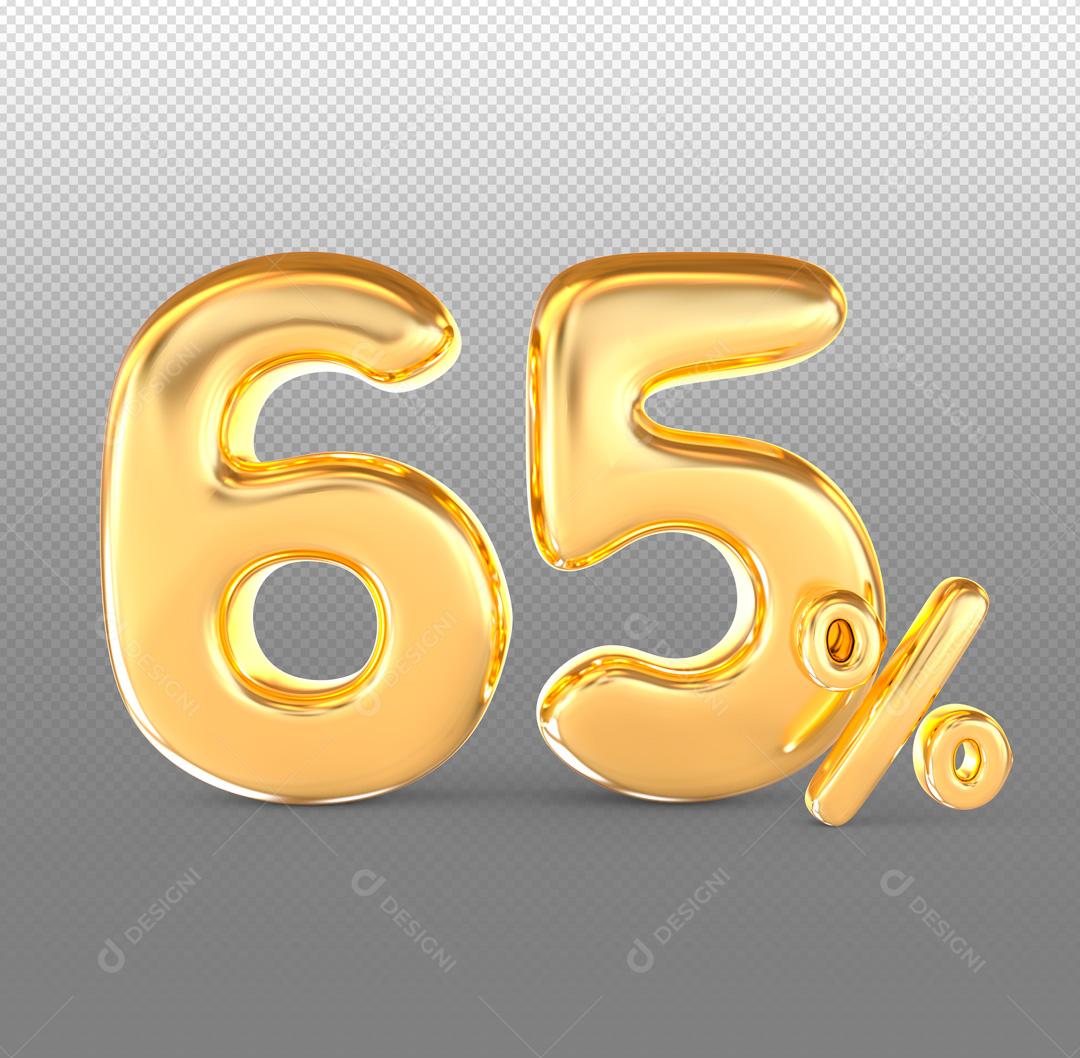 Número 3D Descontos Para Composição Dourado PSD