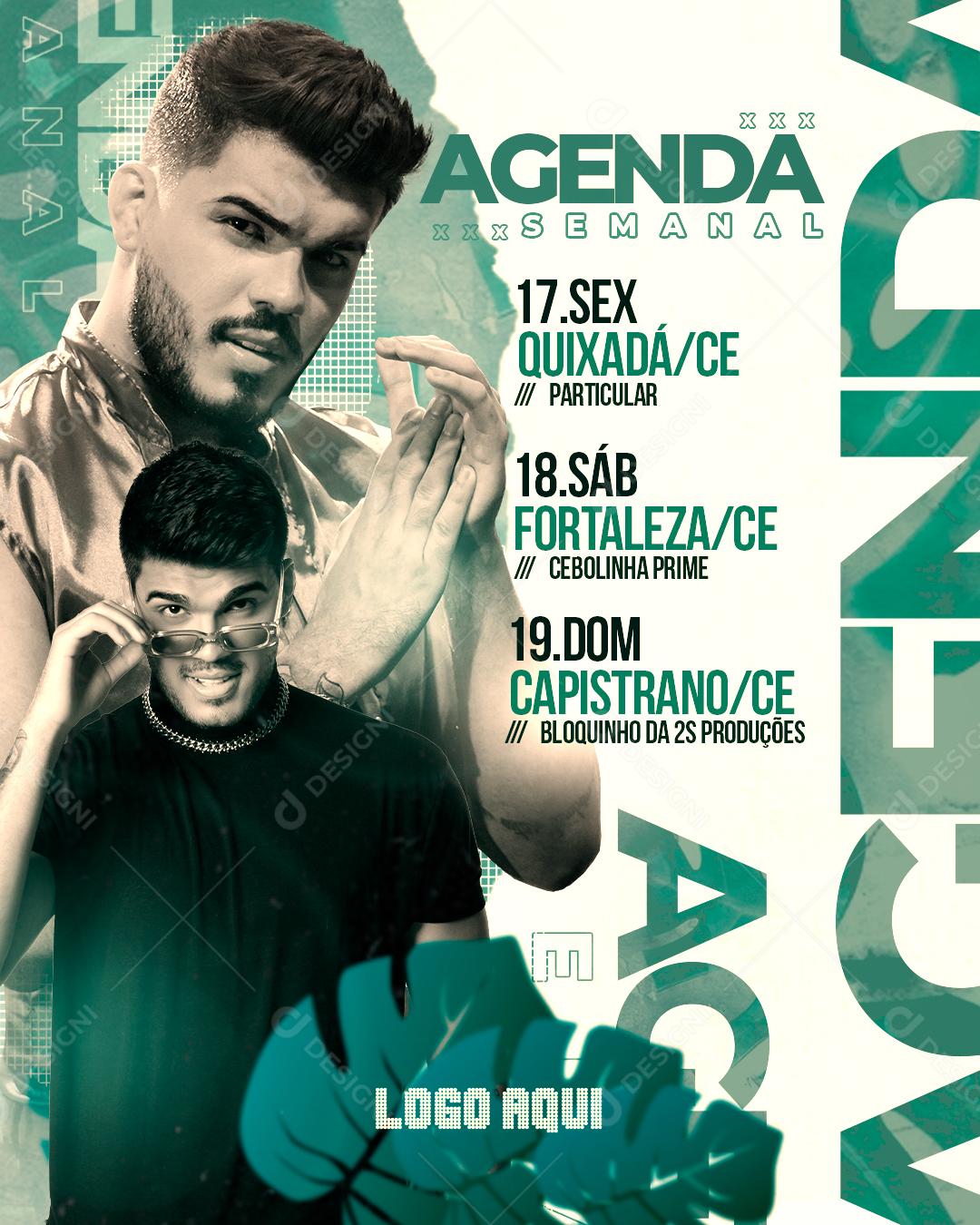 Flyer Story Shows Agenda Semanal Cantor Social Media PSD Editável