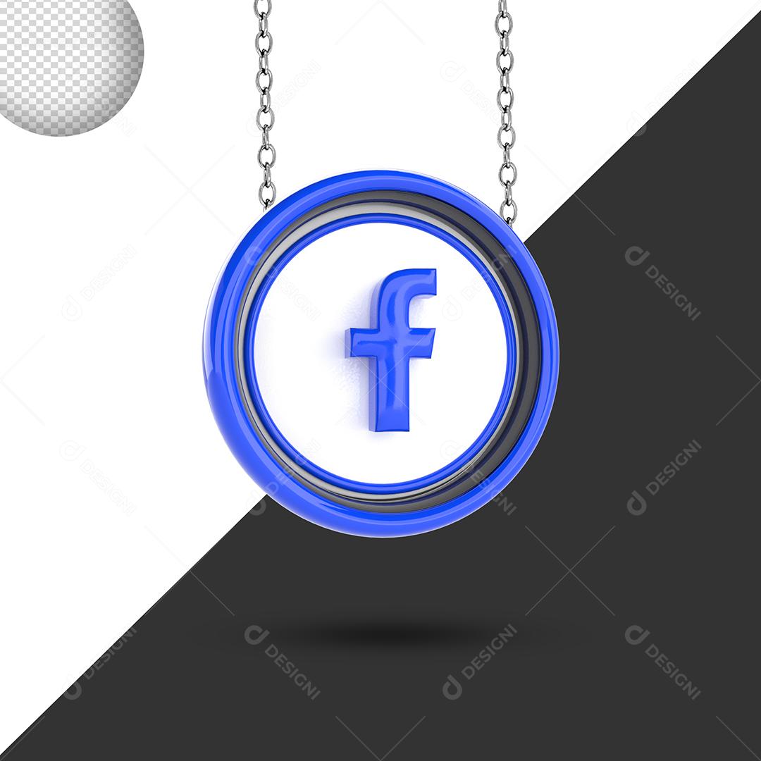 Colar do Facebook 3D Forma de Círculo Elemento para composição PSD